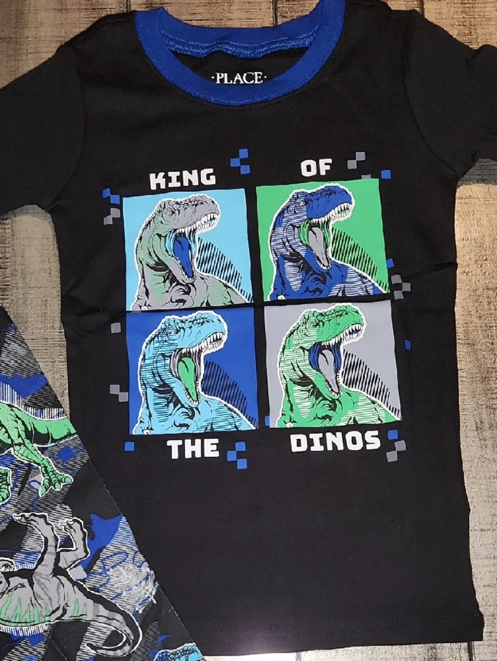 NIP The Children's Place Black, Blue & Green 'King of the Dinos' Pajama Set